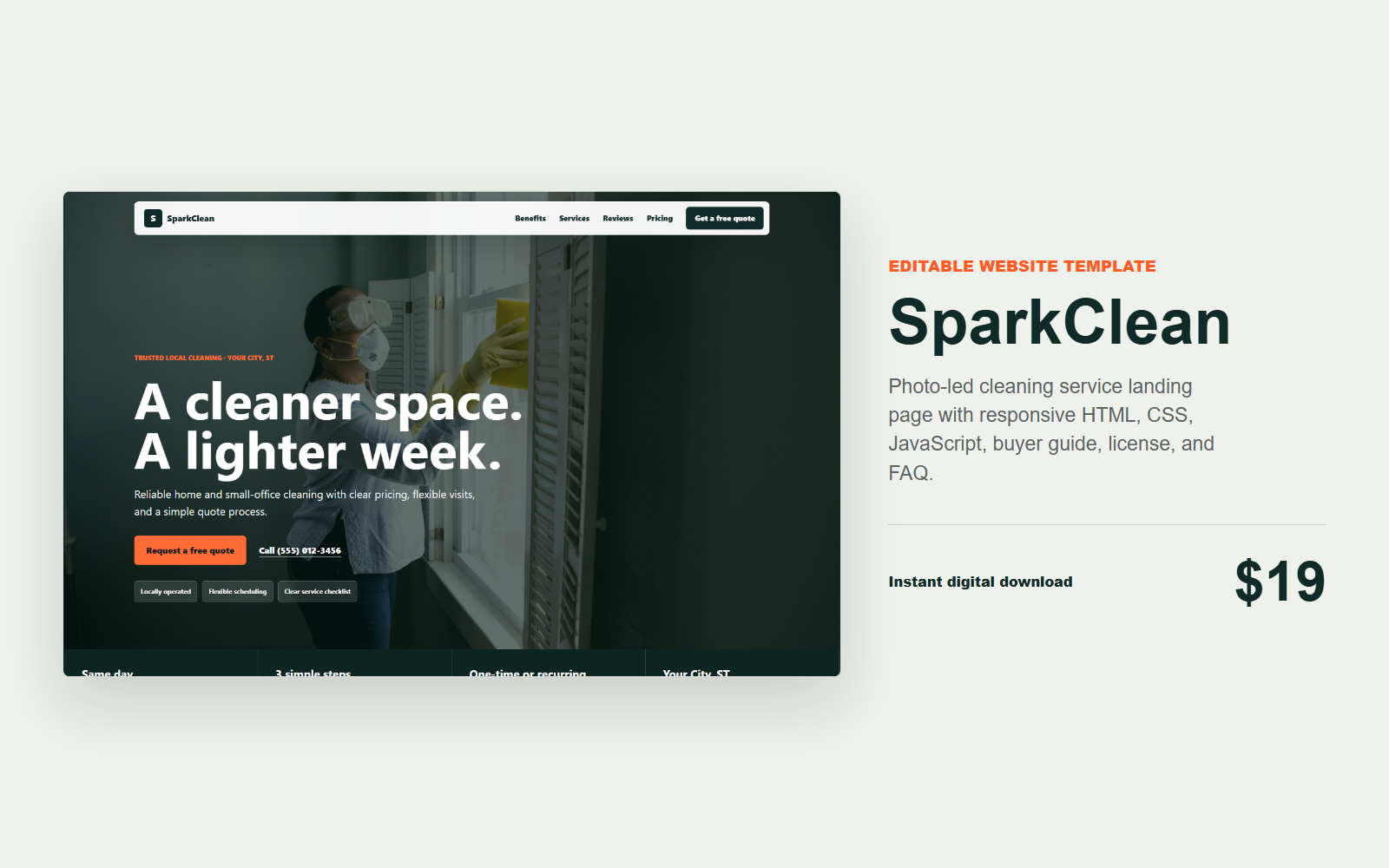 SparkClean Cleaning Service Landing Page Kit product cover