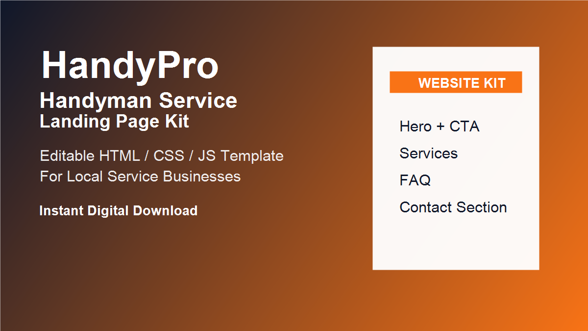 HandyPro Handyman Service Landing Page Kit product cover