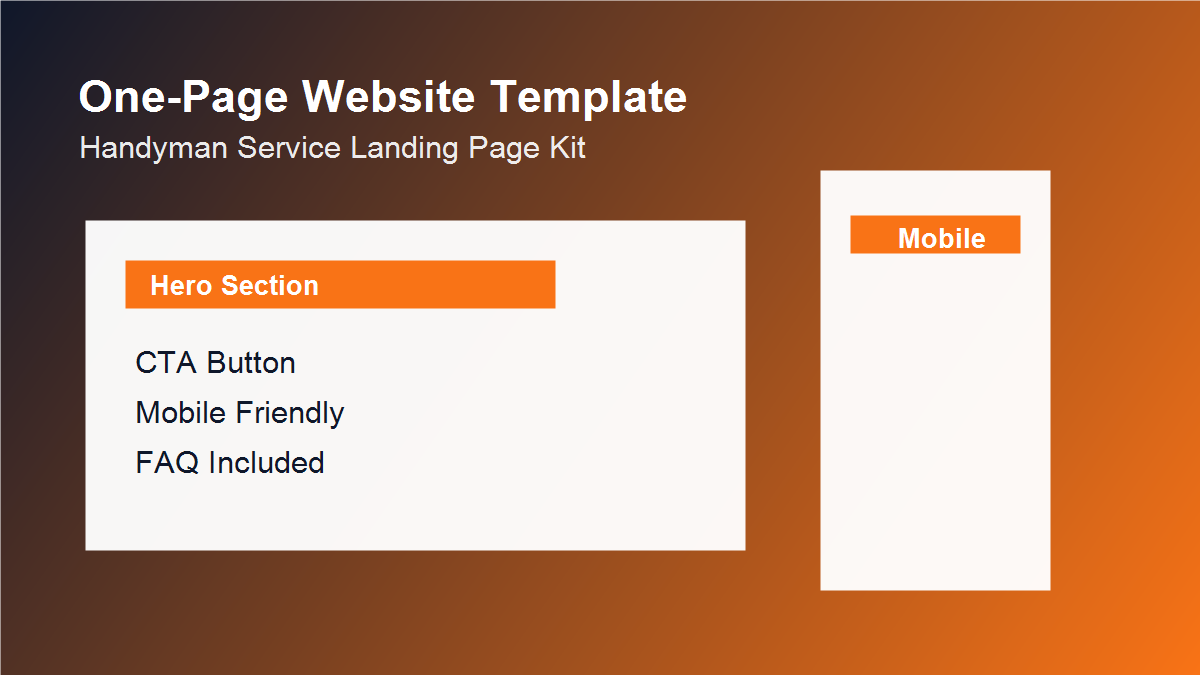 HandyPro Handyman Service Landing Page Kit desktop and mobile preview