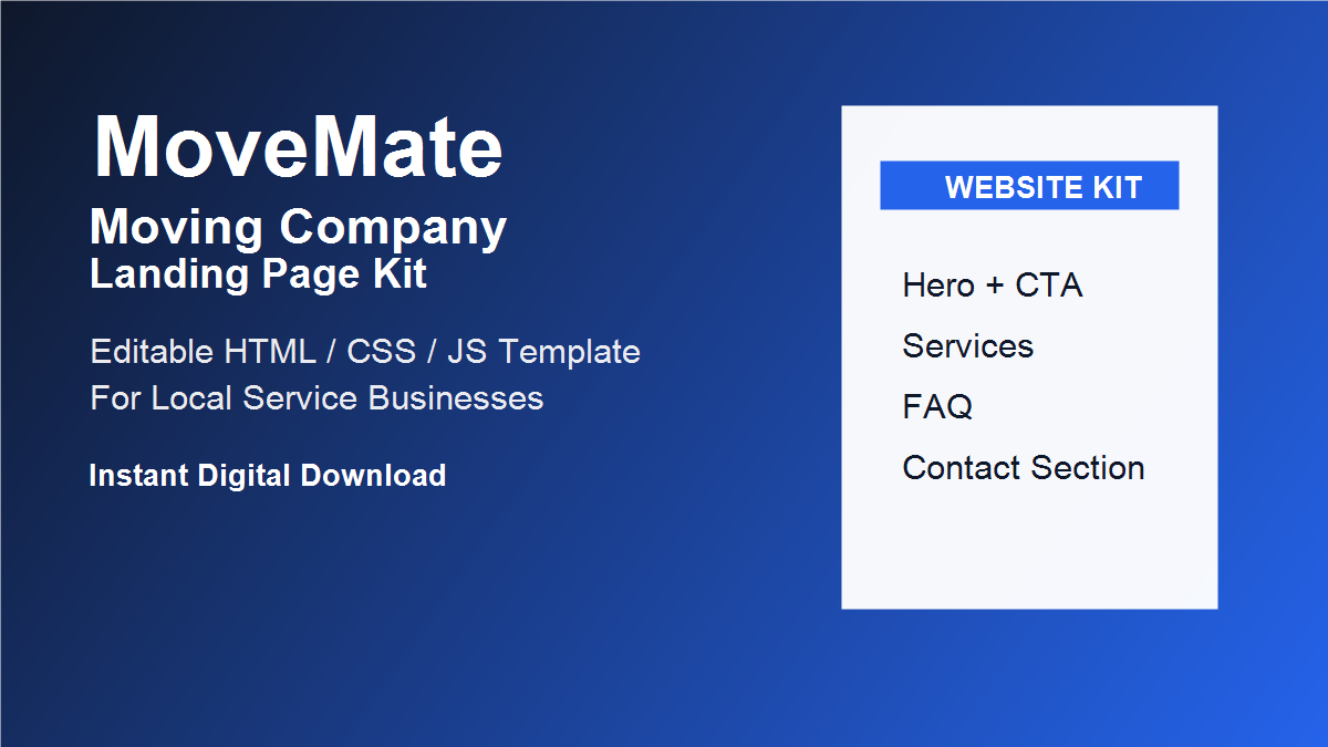 MoveMate Moving Company Landing Page Kit product cover