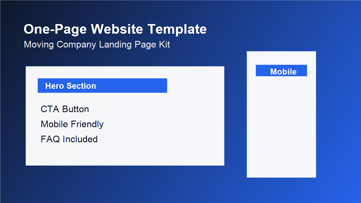 MoveMate Moving Company Landing Page Kit desktop and mobile preview