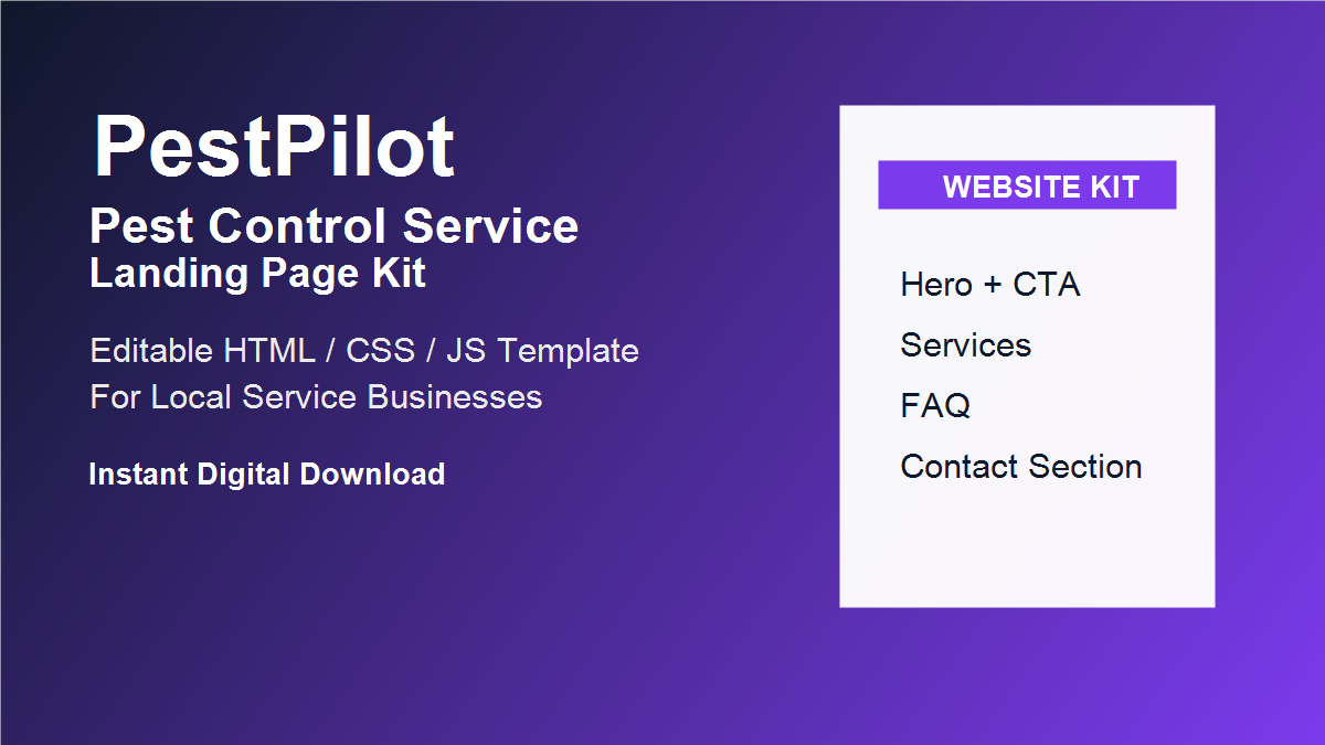 PestPilot Pest Control Landing Page Kit product cover