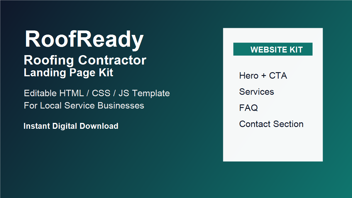 RoofReady Roofing Contractor Landing Page Kit product cover
