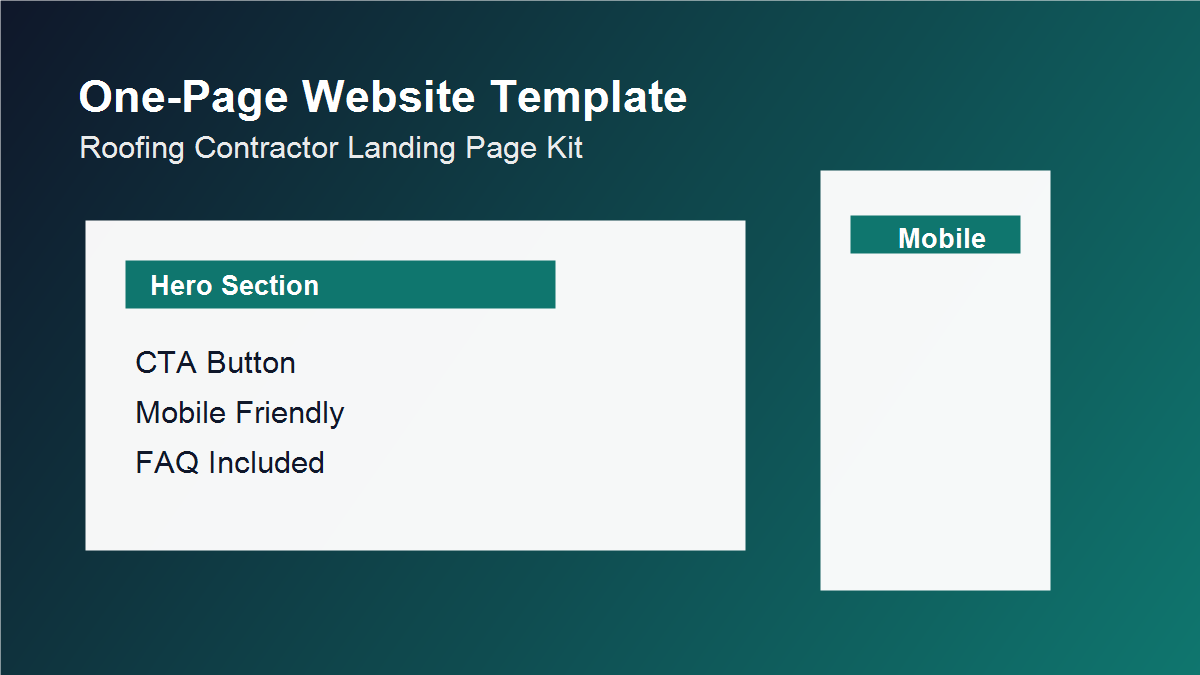 RoofReady Roofing Contractor Landing Page Kit desktop and mobile preview